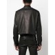 Front press-stud fastening leather jacket