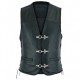 Plain Mens Leather Waistcoat Motorcycle Biker Vest Black with Hooks