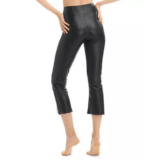 Leather Cropped Flare Leggings