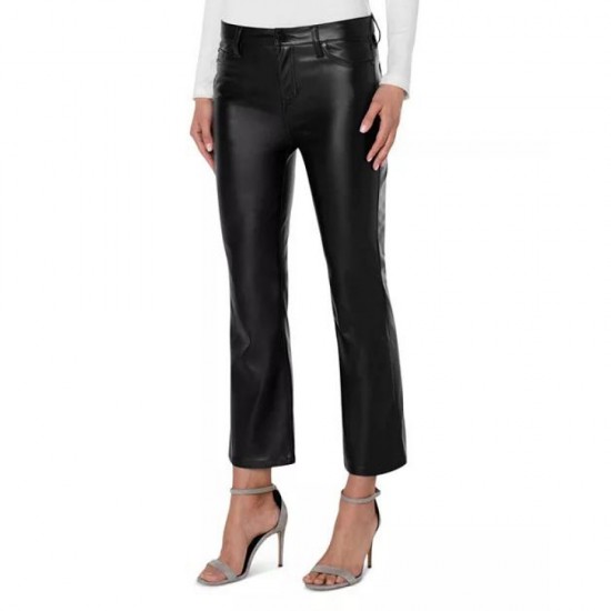 Leather Straight Ankle Pants