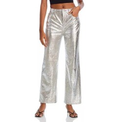 Metallic Leather Wide Leg Pants