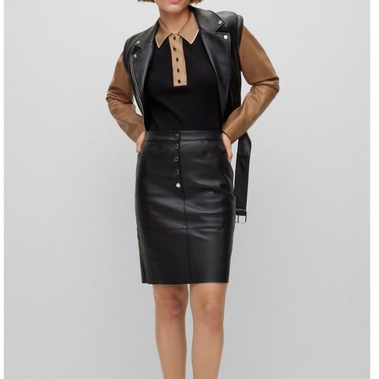 Nappa-Leather Regular-Fit Jacket With Removable Sleeves