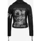 womens printed Water-repellent biker jacket