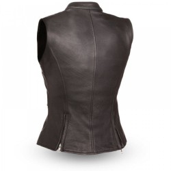 Black Women's Motorcycle Leather Vest